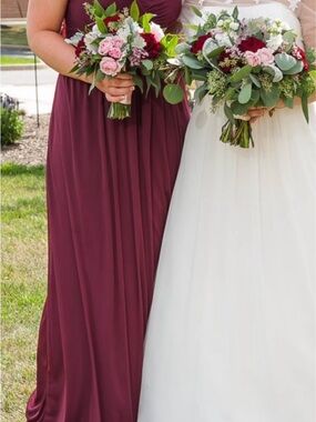 David's Bridal Burgundy Sleeveless Bridesmaid Gown